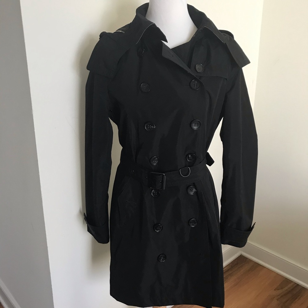 Burberry Detachable Hood Taffeta Trench Coat
